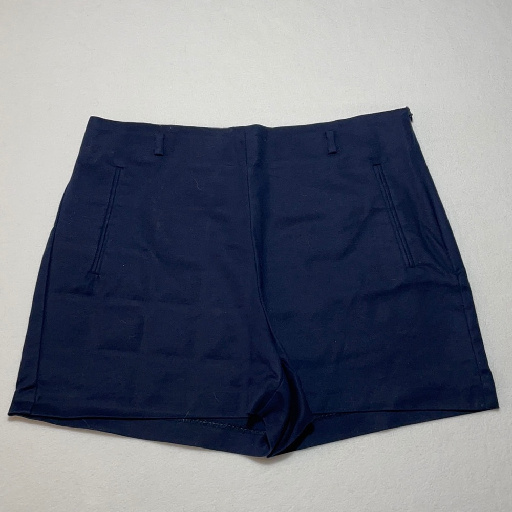 Zara Blue High Waist Side Zipper Shorts- L